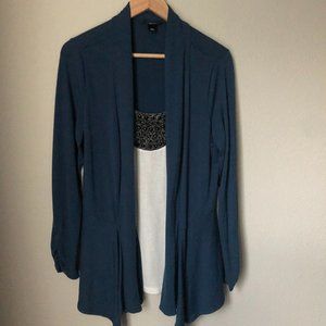 AGB Dressy Cardigan w/ Attached Beaded Tank